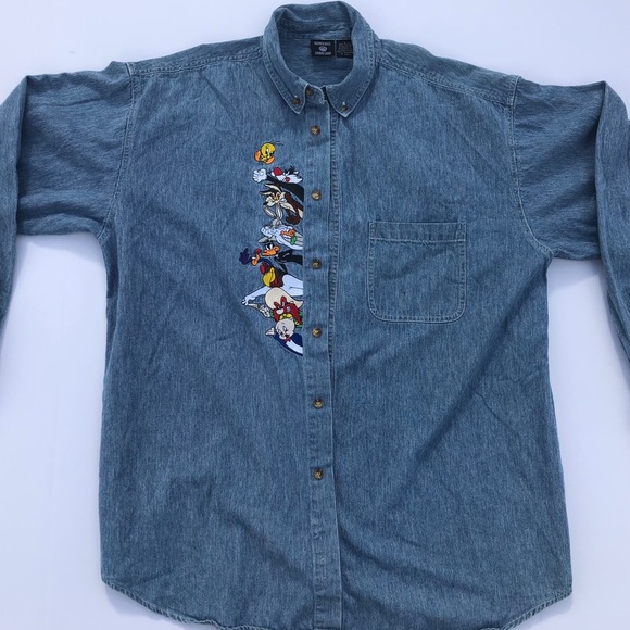 Warner bros Loony tune denim button up - Picture 1 of 2